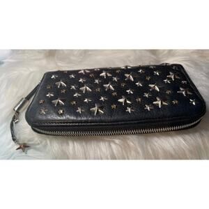 Jimmy Choo Filipa star studded zip around wallet black